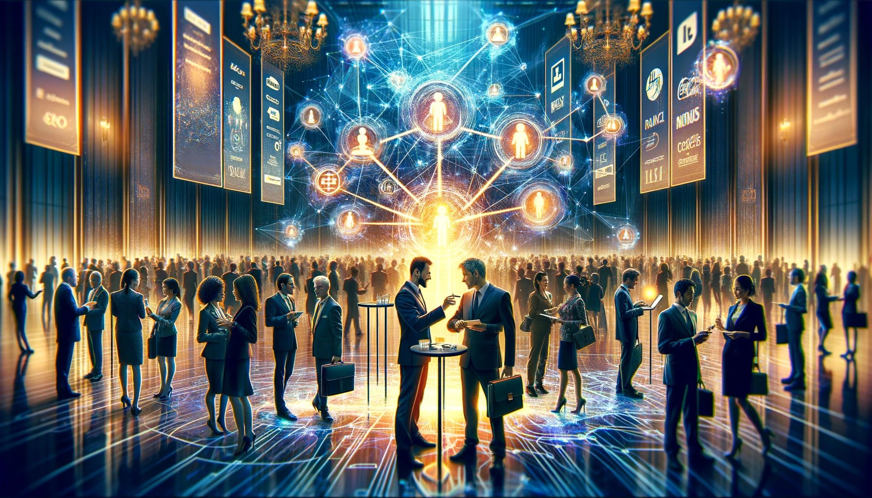 DALL·E 2024-03-05 10.30.03 - A dynamic and engaging illustration that highlights the importance of networking in the public relations (PR) environment. The scene is set at a high-